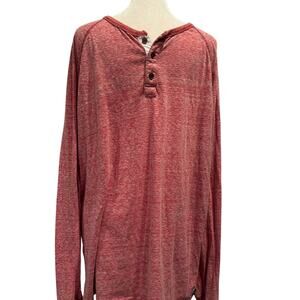 Aeropostale Heather Red Long Sleeve Henley T-Shirt - Size XL